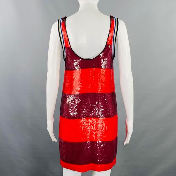 3.1 PHILLIP LIM Size S Red Burgundy Silk Stripe Tank Shift Dress - Picture 3 of 6